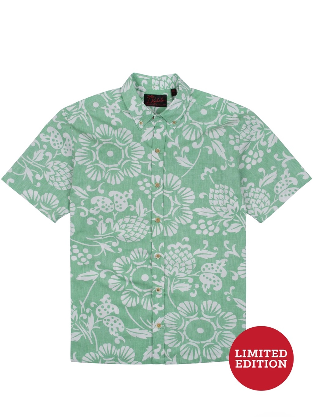 Kahala Men Duke’s Pareo Limited Edition Hawaiian Short-Sleeve Green Size 2XL